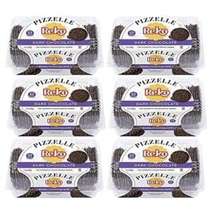 6 Packs - Reko Dark Chocolate Pizzelle Italian Waffle Cookie 7oz each pack